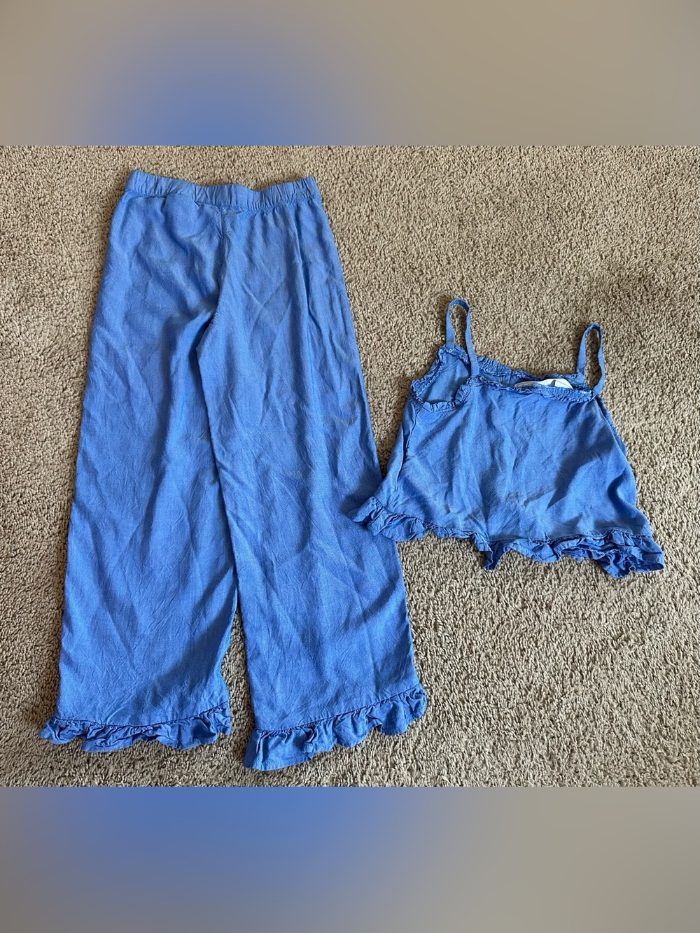 Kids Blue Ruffle Two-Piece Set. - Picture 5 of 5